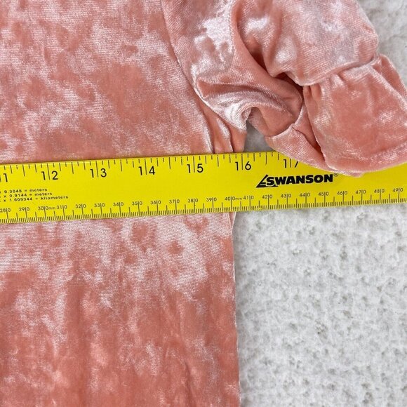 Roxy Peach Crushed Velvet Dress Youth Girls Short Flutter Sleeves Size Large - Picture 7 of 16